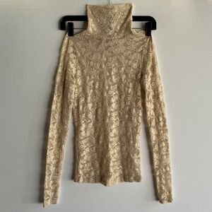 Forever 21 Cream Lace Long Sleeve Top